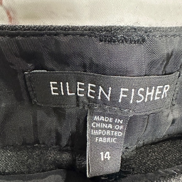 Eileen Fisher Wool blend Trousers Pockets Tapered Smart Comfort Cuffed sz 14 GUC - Picture 2 of 3